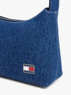 Logo Plaque Denim Shoulder Bag — Blue 3