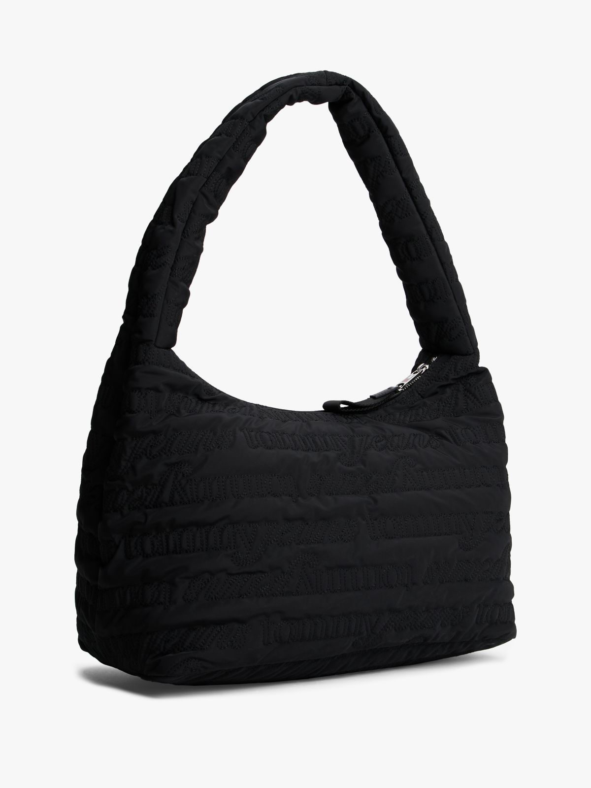 Logo Quilted Hobo Bag — Black