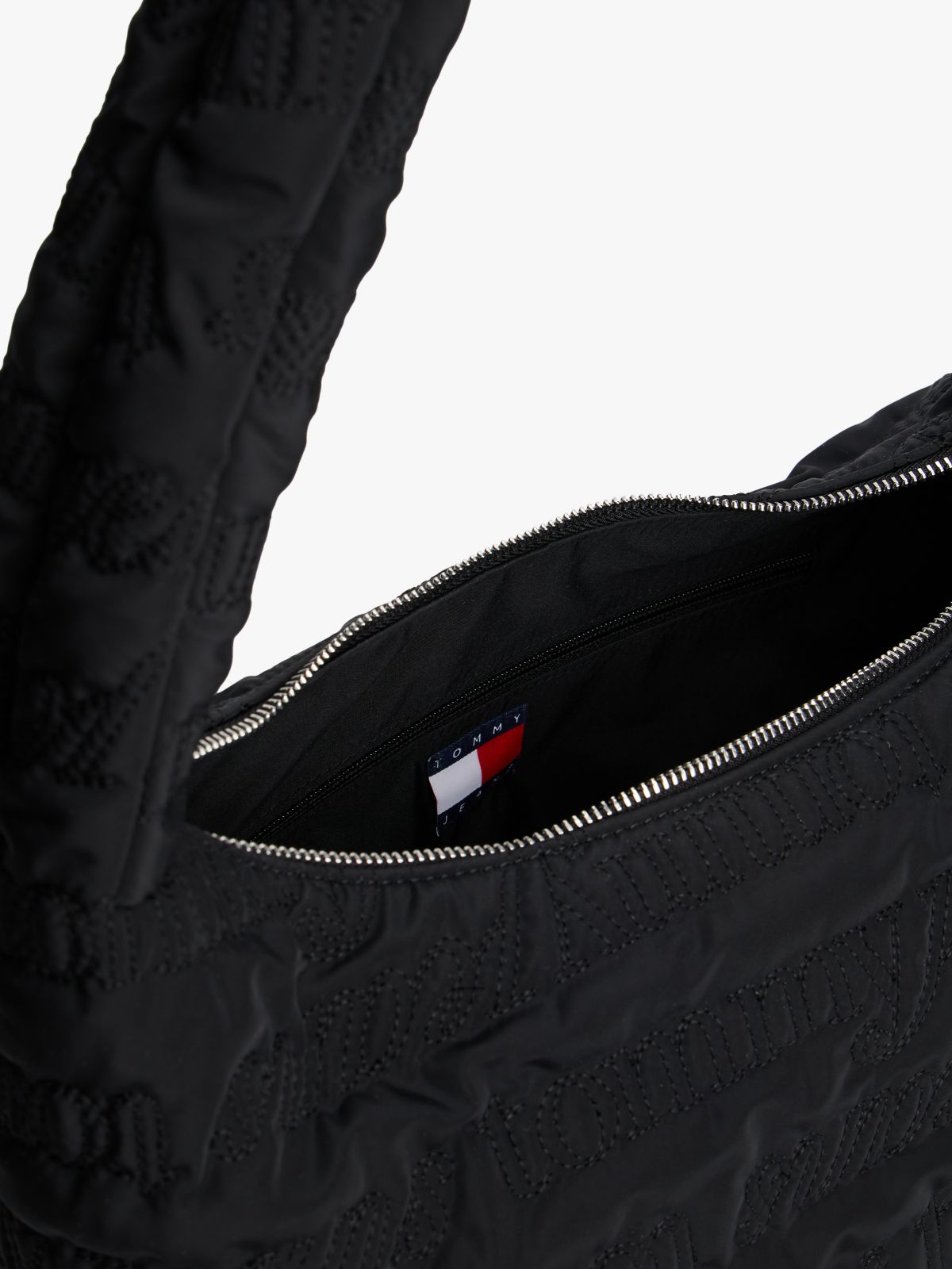 Logo Quilted Hobo Bag — Black