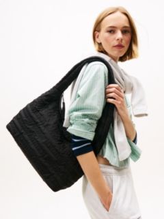 Logo Quilted Hobo Bag — Black 5