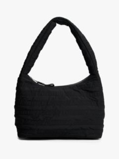 Logo Quilted Hobo Bag — Black 1