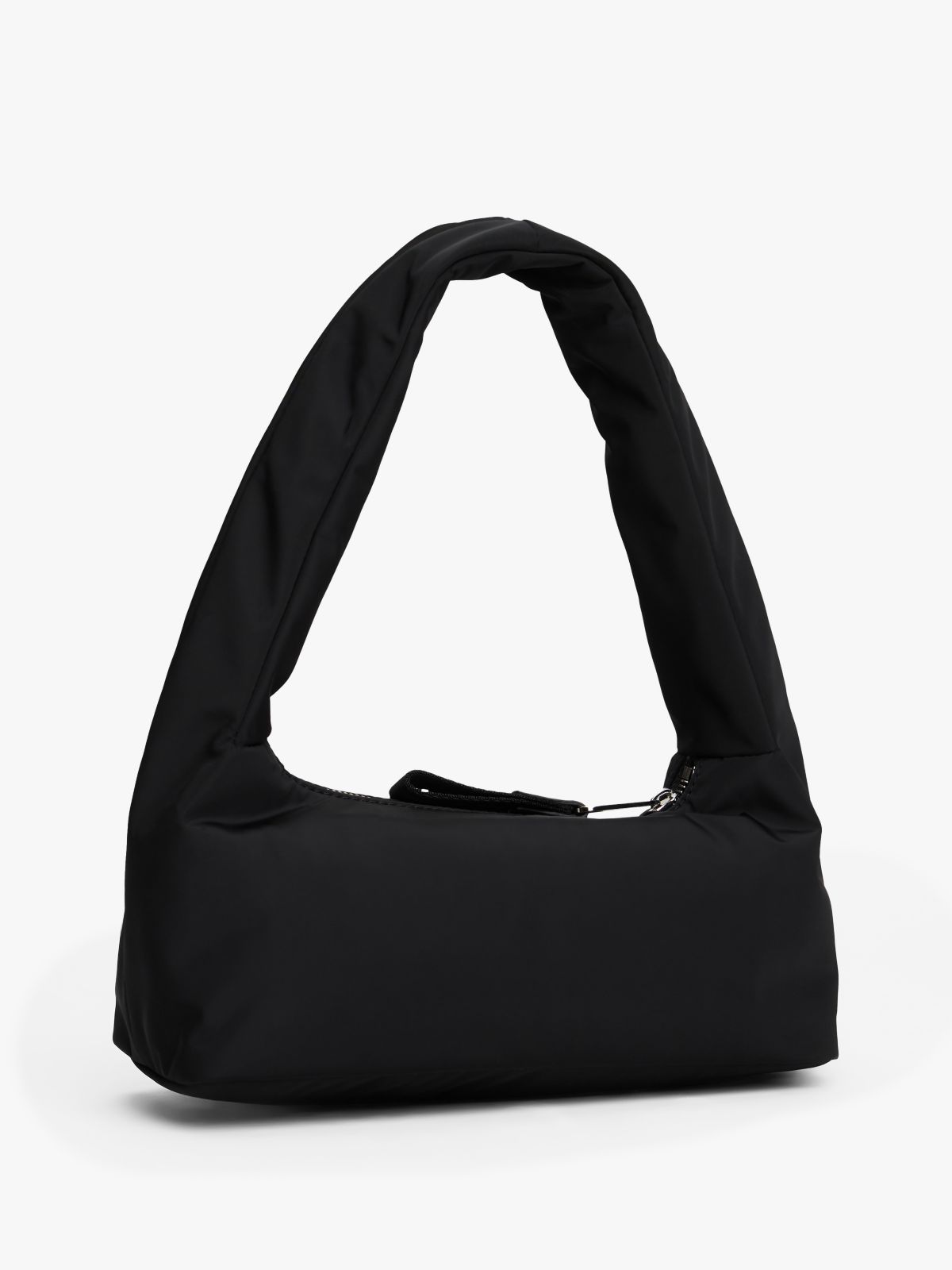 Logo Plaque Padded Shoulder Bag — Black