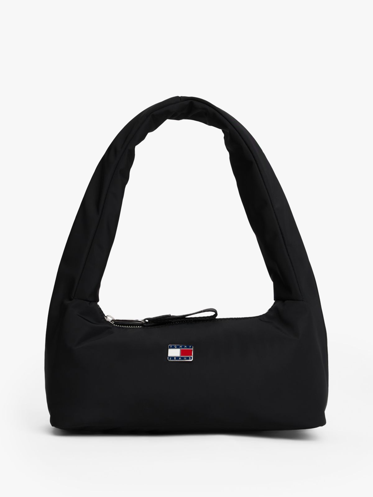 Logo Plaque Padded Shoulder Bag — Black