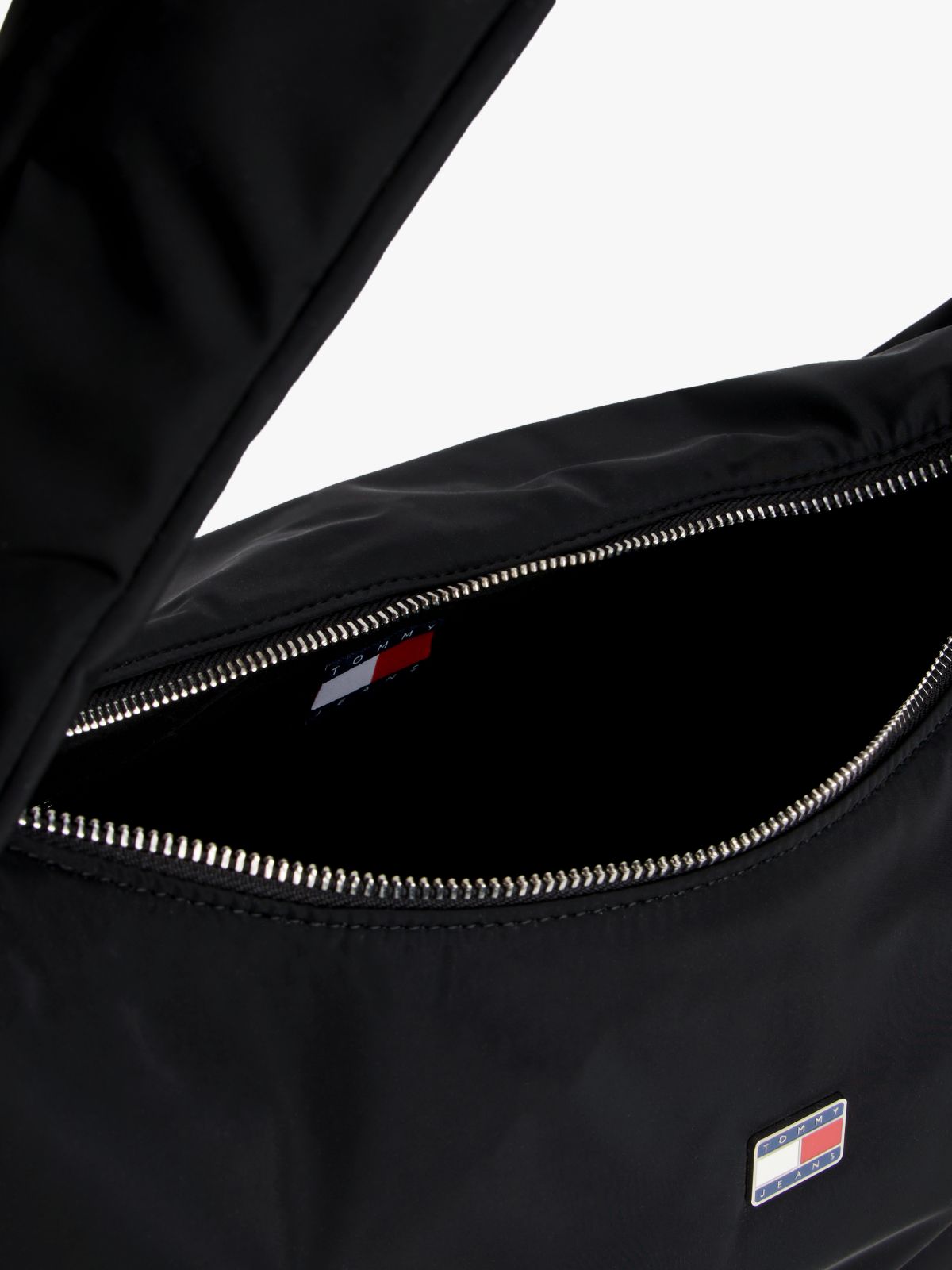 Logo Plaque Padded Hobo Bag — Black