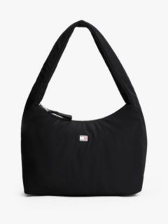 Logo Plaque Padded Hobo Bag — Black 1