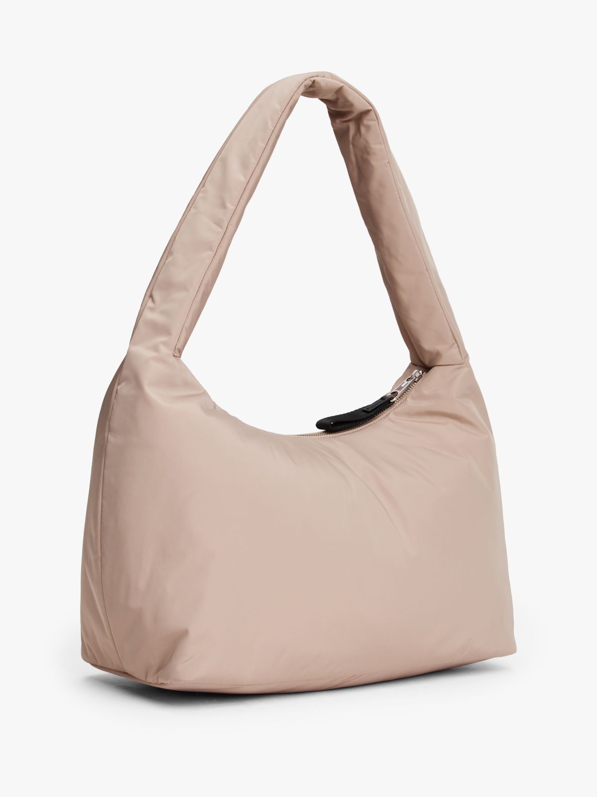 Logo Plaque Padded Hobo Bag — Beige