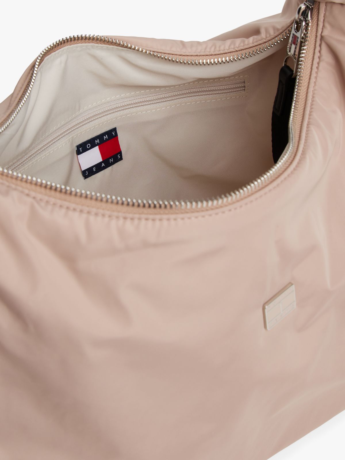 Logo Plaque Padded Hobo Bag — Beige