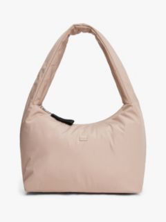 Logo Plaque Padded Hobo Bag — Beige 1
