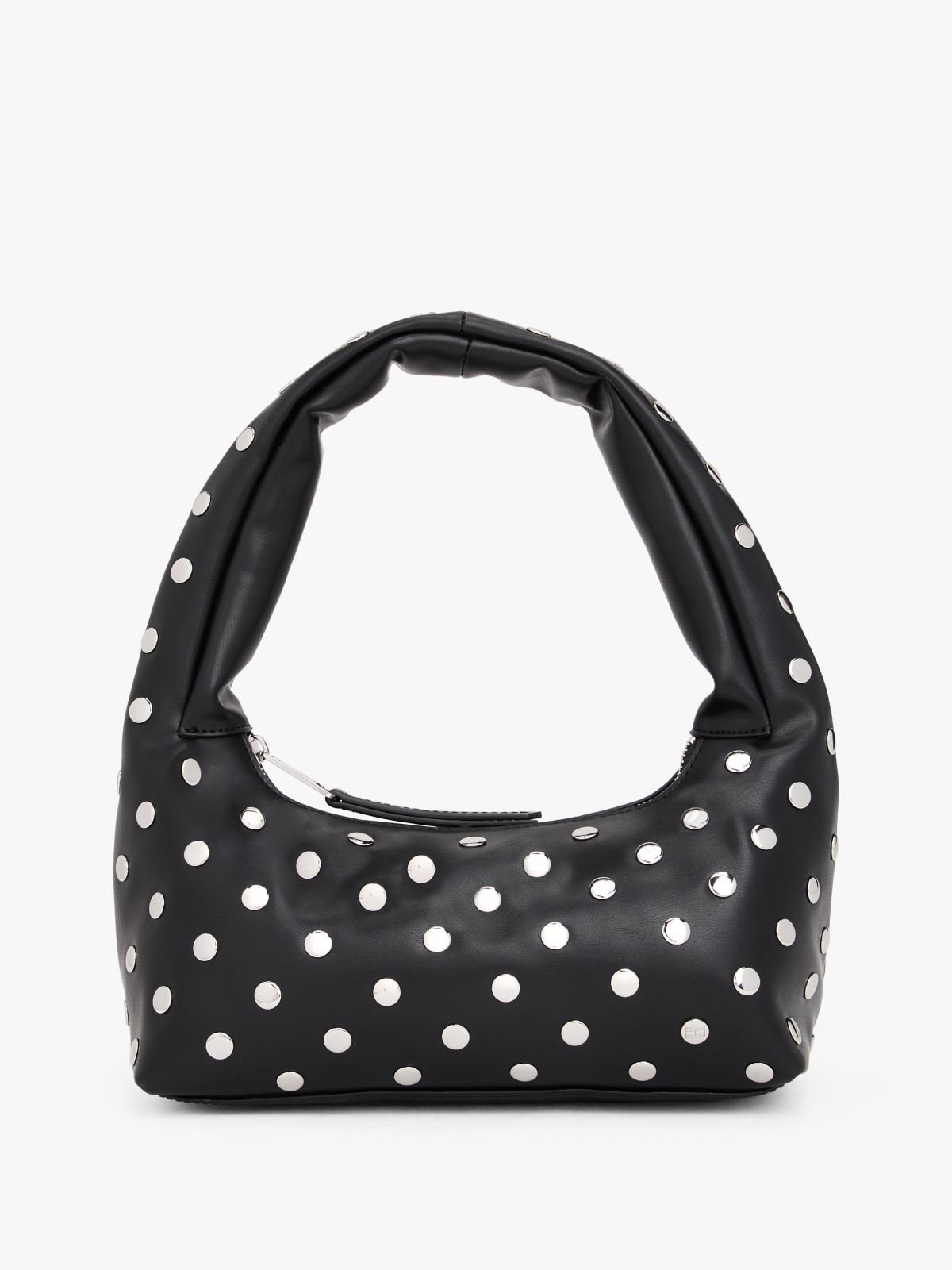 Metal Stud Shoulder Bag — Black