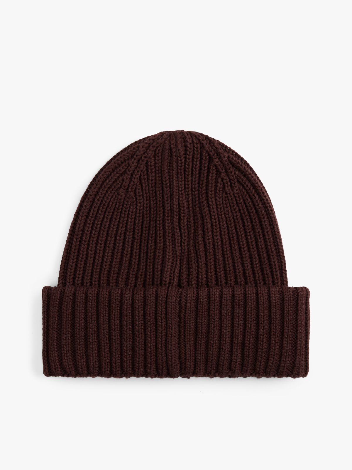 Tonal Logo Patch Rib-Knit Beanie — Brown