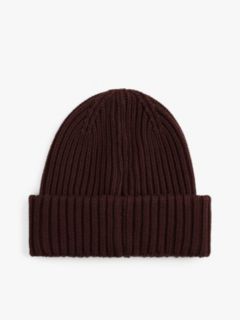 Tonal Logo Patch Rib-Knit Beanie — Brown 2