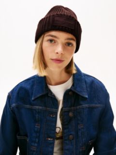Tonal Logo Patch Rib-Knit Beanie — Brown 4