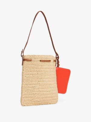 beige raffia pouch for women tommy hilfiger