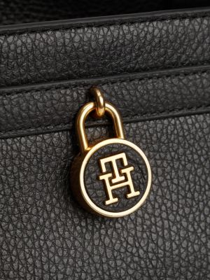 zwart the american icon leren shopper voor dames - tommy hilfiger