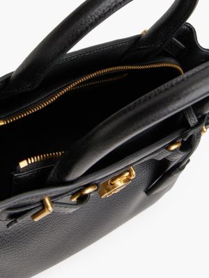 black the american icon leather tote bag for women tommy hilfiger