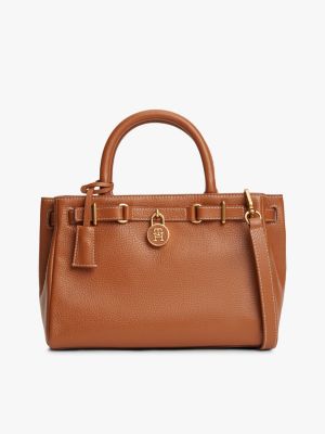 brown the american icon leather tote bag for women tommy hilfiger