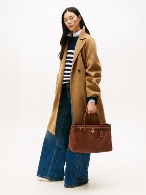 brown the american icon leather crossbody tote bag for women tommy hilfiger