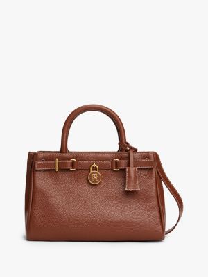 brown the american icon leather crossbody tote bag for women tommy hilfiger