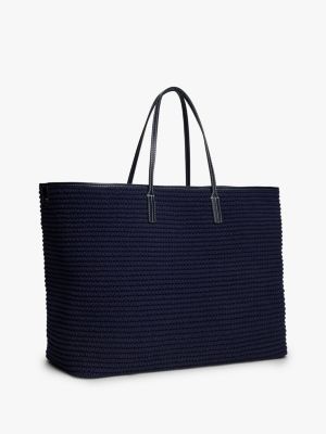 blue the runway collection tote-bag im häkel-design für damen - tommy hilfiger