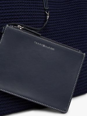 blue the runway collection crochet tote bag for women tommy hilfiger