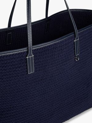 blue the runway collection crochet tote bag for women tommy hilfiger