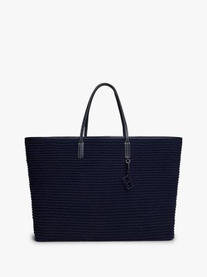 blue the runway collection crochet tote bag for women tommy hilfiger