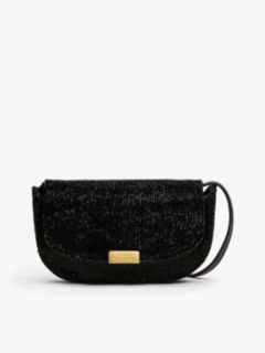 Beaded Leather Crossbody Bag — Black 1