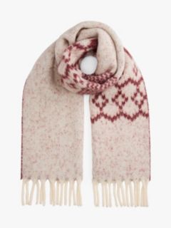Fair Isle Wool Blend Scarf — Beige 1