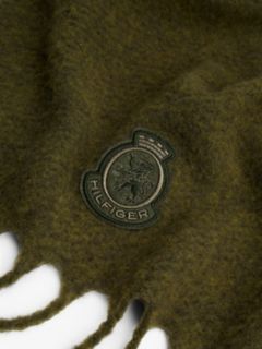 TH Crest Houndstooth Wool Blend Fluffy Scarf — Green 2