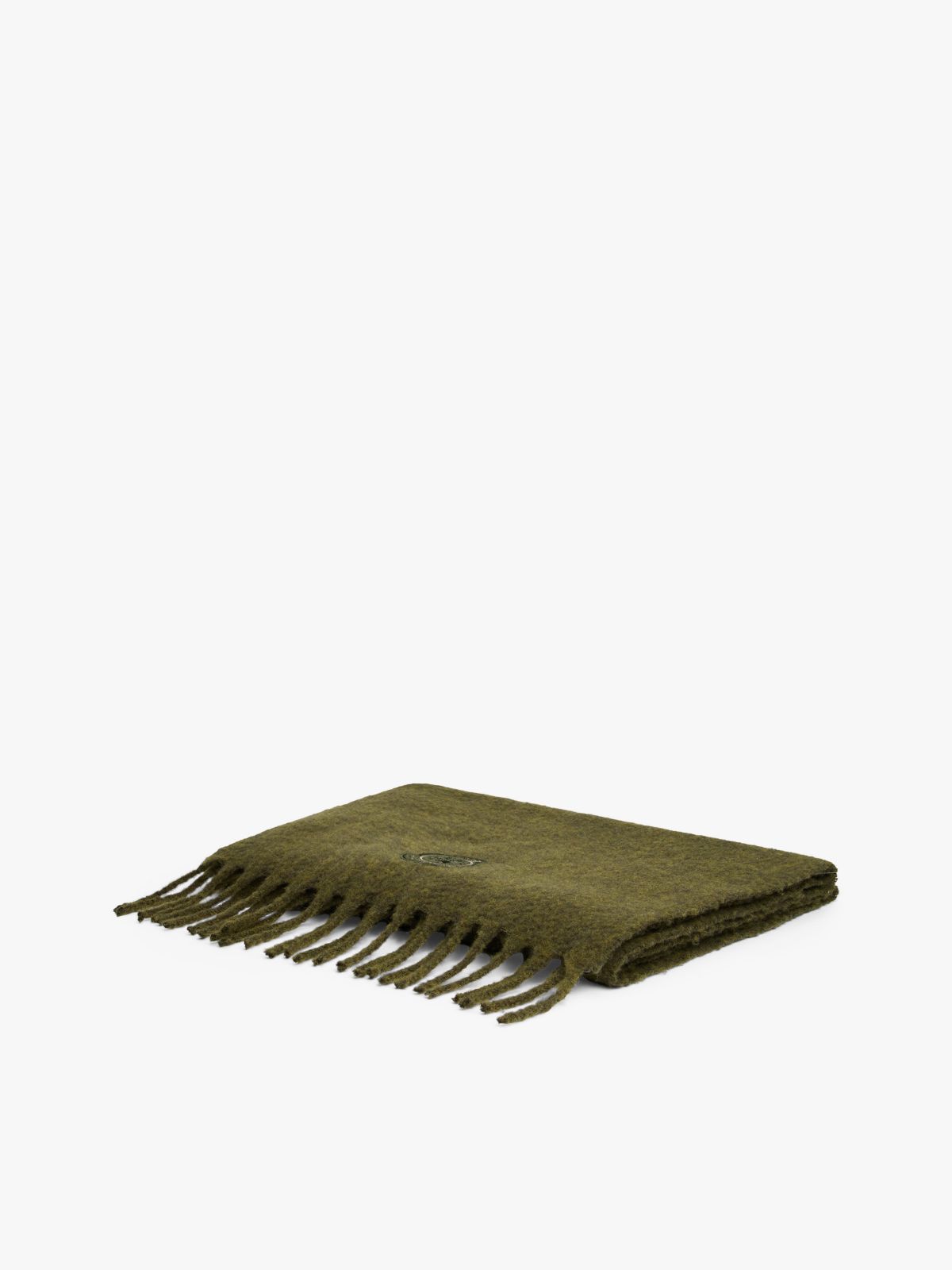 TH Crest Houndstooth Wool Blend Fluffy Scarf — Green