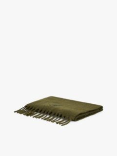 TH Crest Houndstooth Wool Blend Fluffy Scarf — Green 3