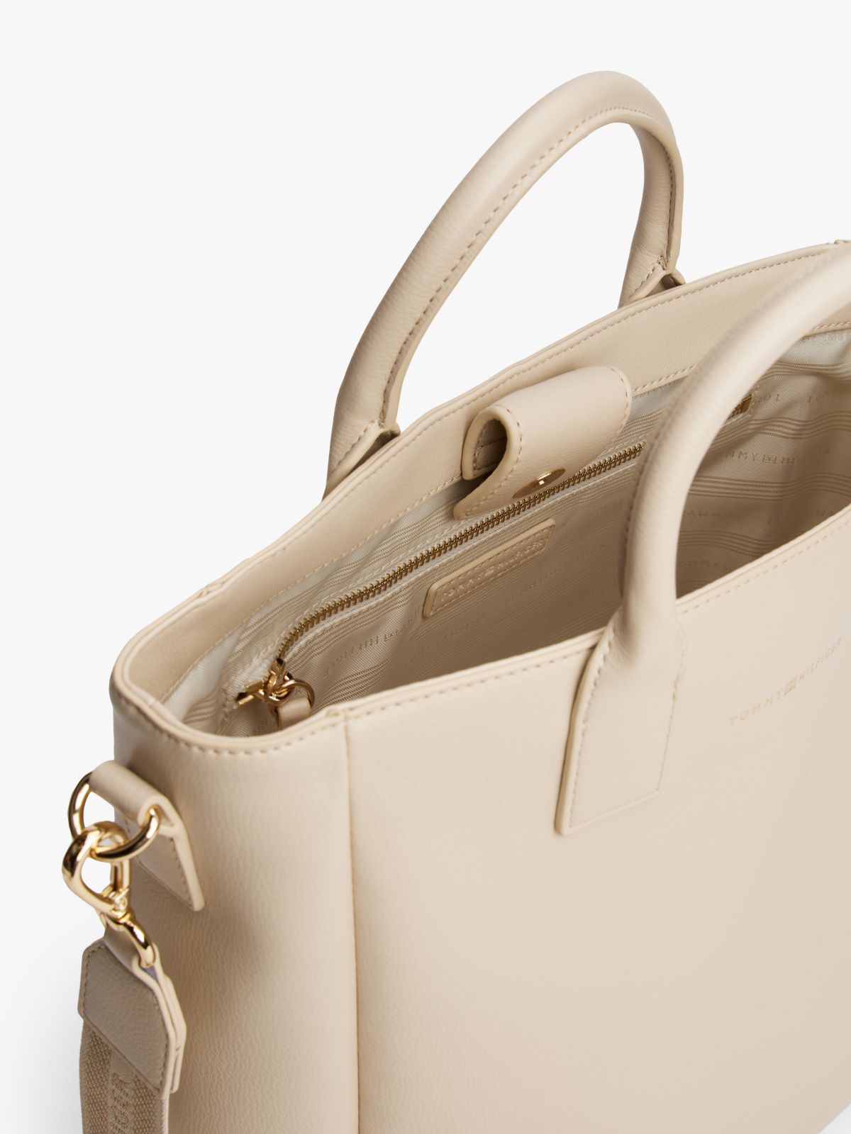 Casual Logo Webbing Crossbody Tote Bag — Beige