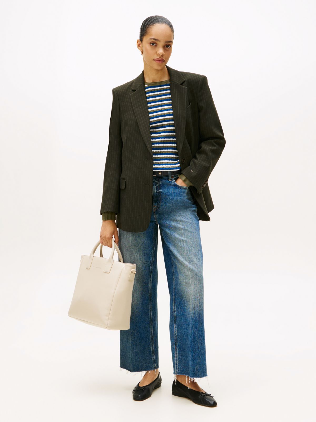 Casual Logo Webbing Crossbody Tote Bag — Beige