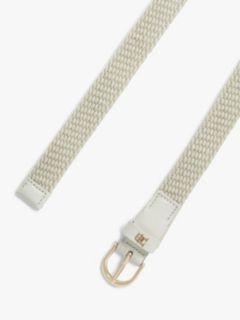 Essential Rounded Buckle Braided Elastic Belt — Beige 2