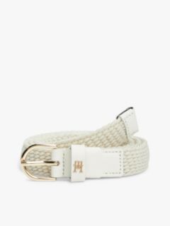 Essential Rounded Buckle Braided Elastic Belt — Beige 1