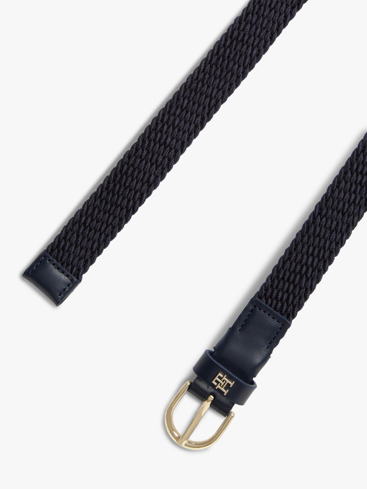Essential Rounded Buckle Braided Elastic Belt — Blue