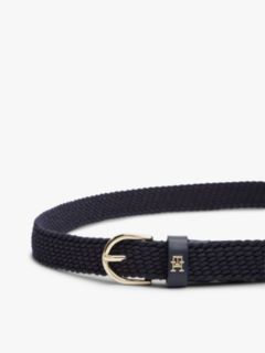 Essential Rounded Buckle Braided Elastic Belt — Blue 3