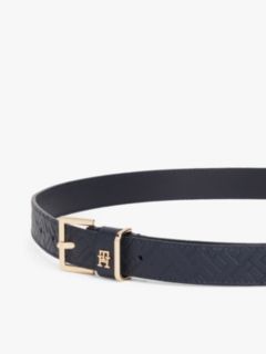 Leather Embossed Logo Belt — Blue 3