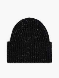 Wool Blend Metallic Beanie — Black 2