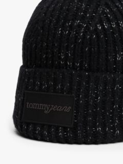 Wool Blend Metallic Beanie — Black 3