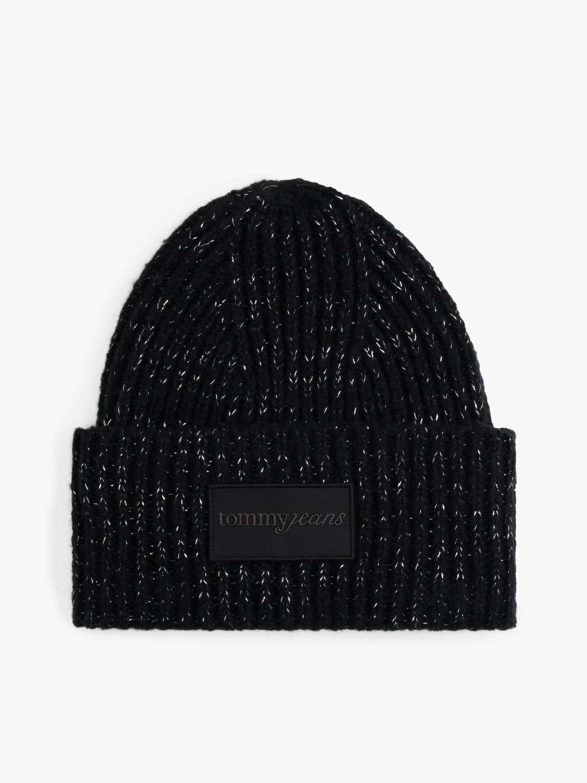 Wool Blend Metallic Beanie — Black