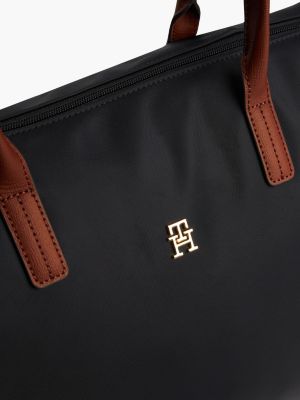 black th monogram plaque tote bag for women tommy hilfiger