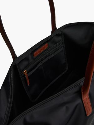 black th monogram plaque tote bag for women tommy hilfiger