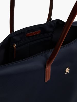 blau tote-bag mit th-monogramm und emblem für damen - tommy hilfiger