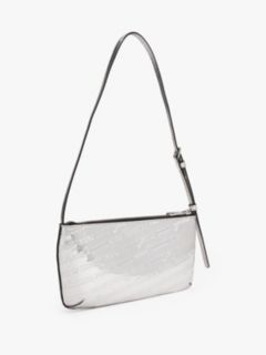 Metallic Debossed Logo Shoulder Bag — Grey 2