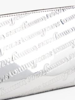 Metallic Debossed Logo Shoulder Bag — Grey 3