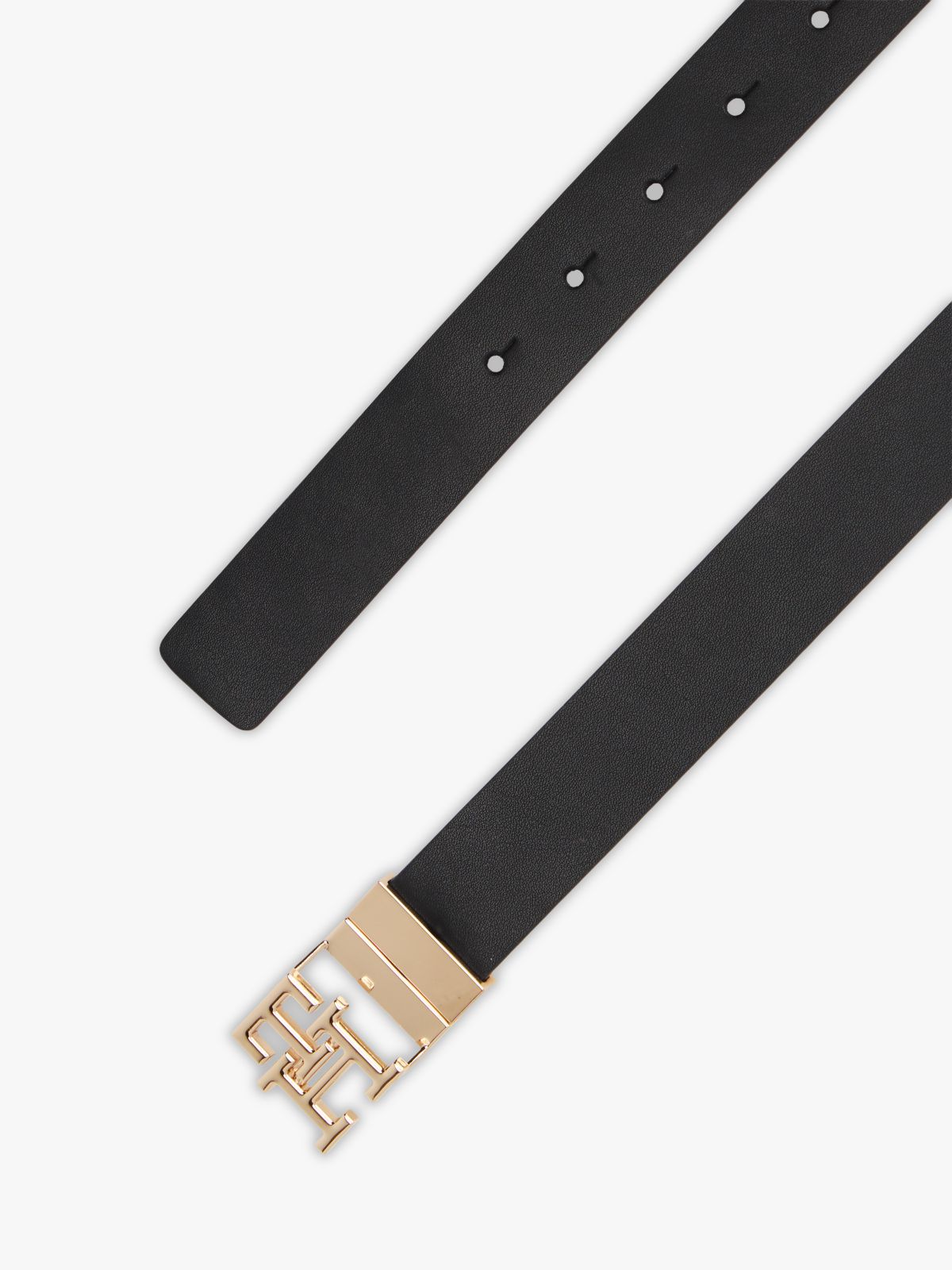 TH Monogram Reversible Leather Belt — Black