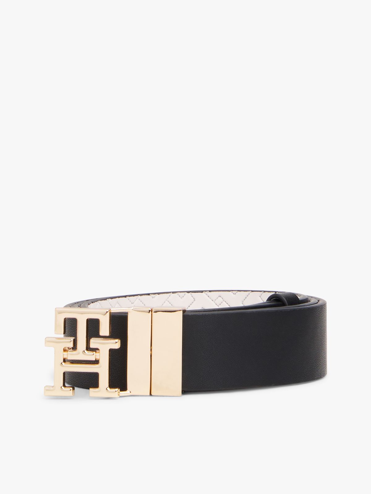 TH Monogram Reversible Leather Belt — Black