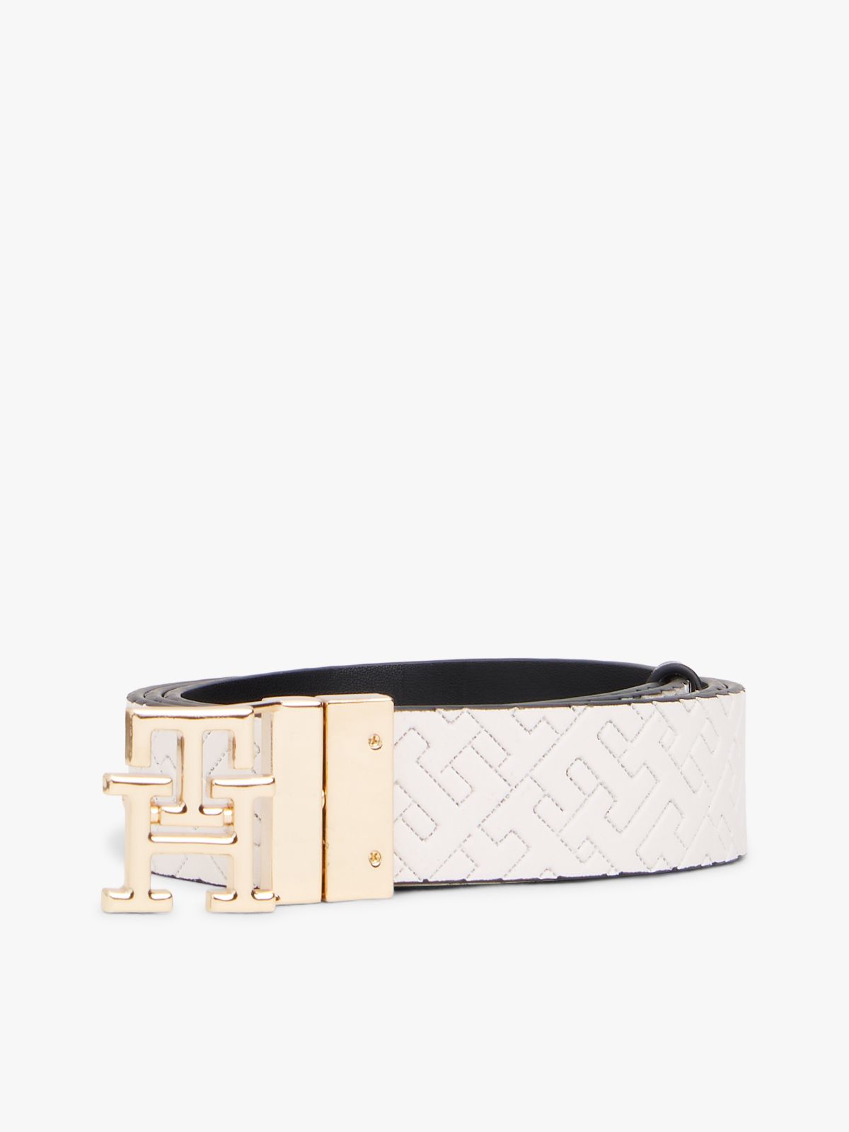 TH Monogram Reversible Leather Belt — Black