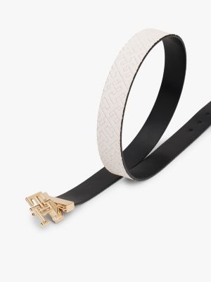 black th monogram reversible leather belt for women tommy hilfiger
